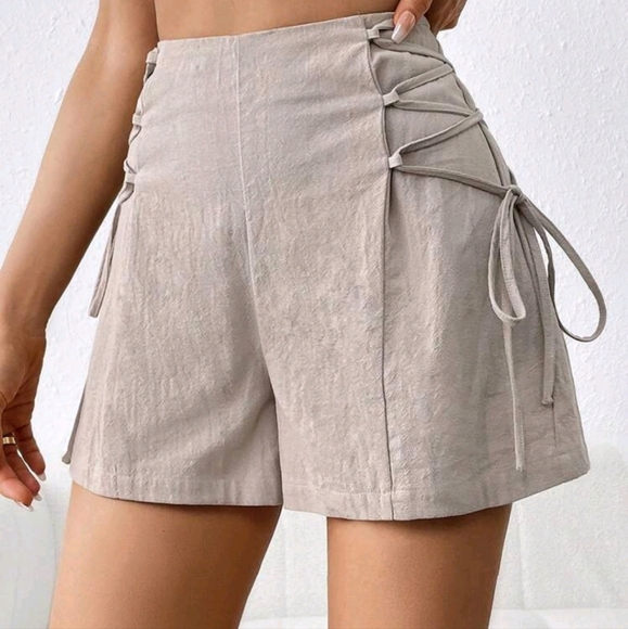 Pants - Women'S Casual VacationCotton Linen Side Tie A-Line Shorts For Summer